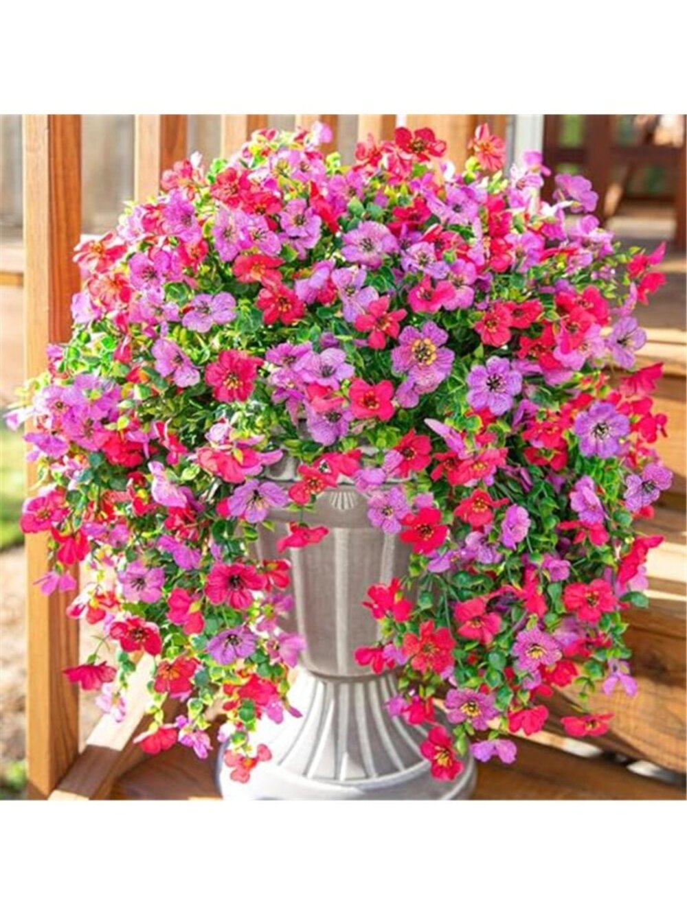 Artificial Hanging Flowers UV Resistant Faux Violets Eucalyptus Outdoor Decor